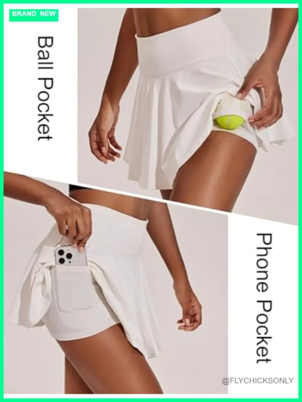 Pleated Tennis Skort with Pockets, High Waist Athletic Skirt with Shorts Liner